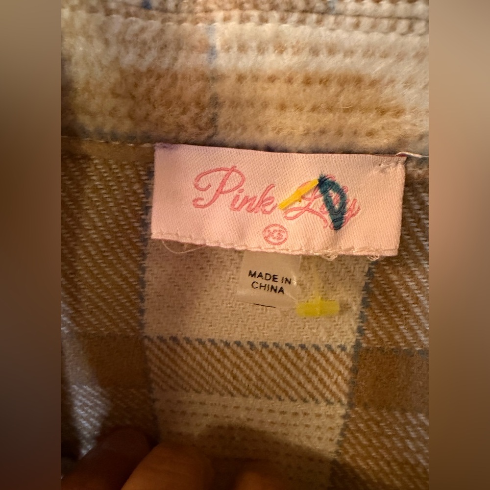 Oversized Jacket by Pink Lily.‎ Beige and Blue Plaid 30% Wool for women size XS - Picture 8 of 8